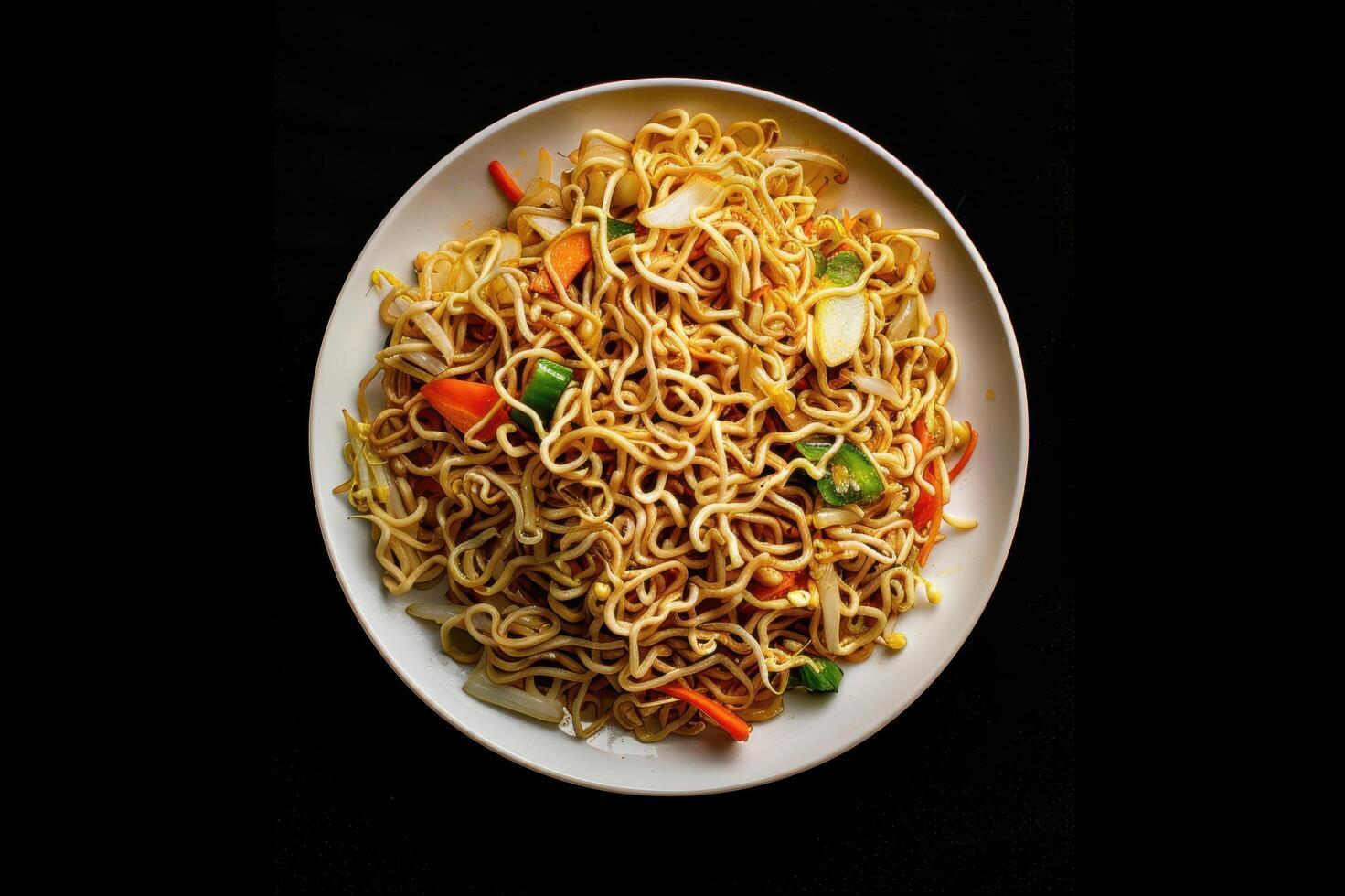 A Plate of Noodles with Vegetables photo