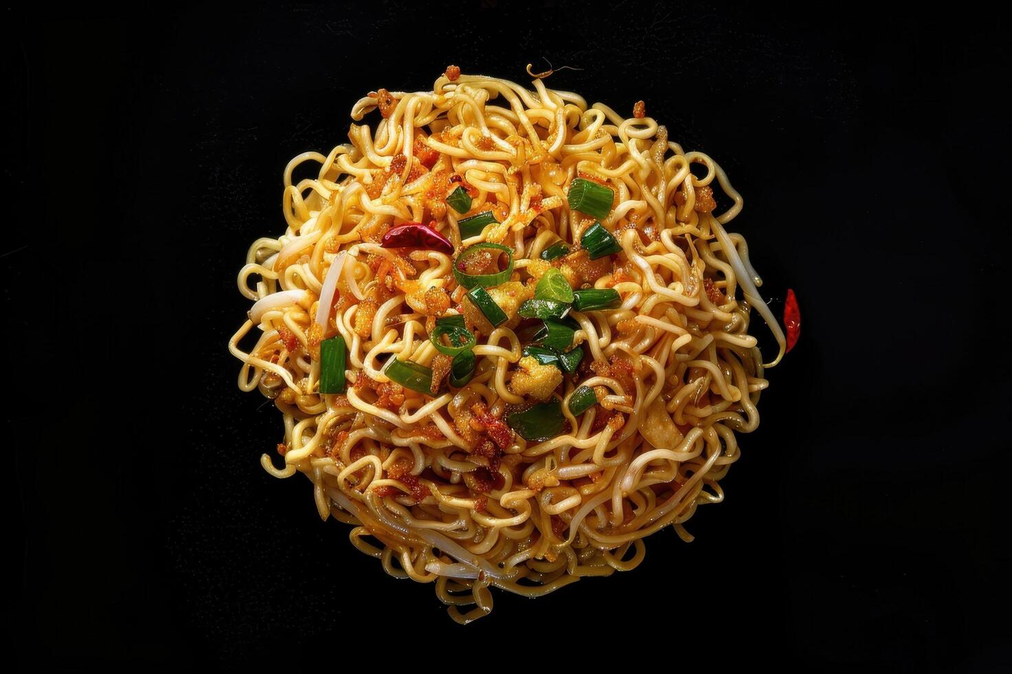 Stir-fried Noodles with Green Onions and Chili Peppers photo
