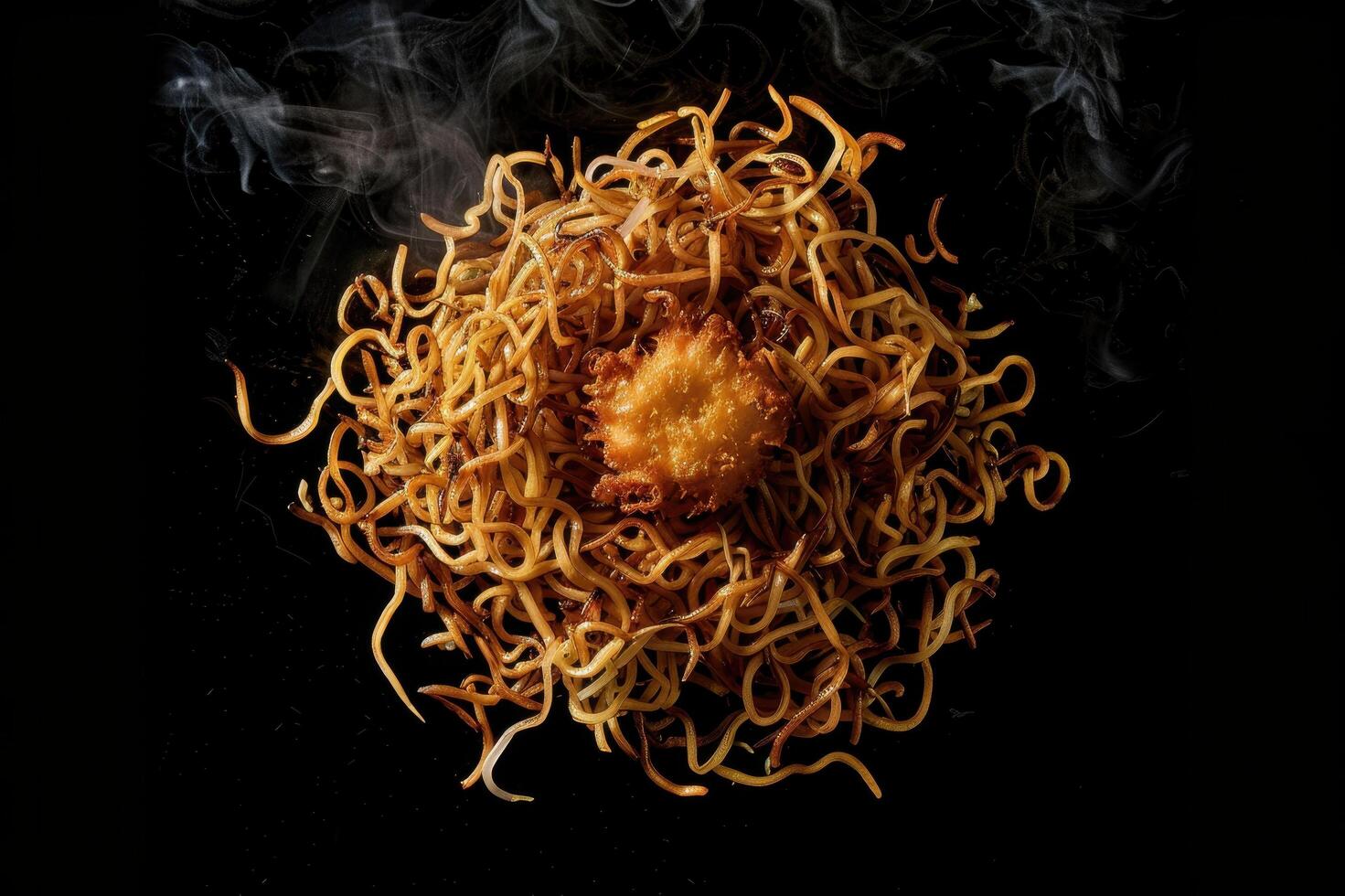 Steaming Noodles with a Crispy Topping photo