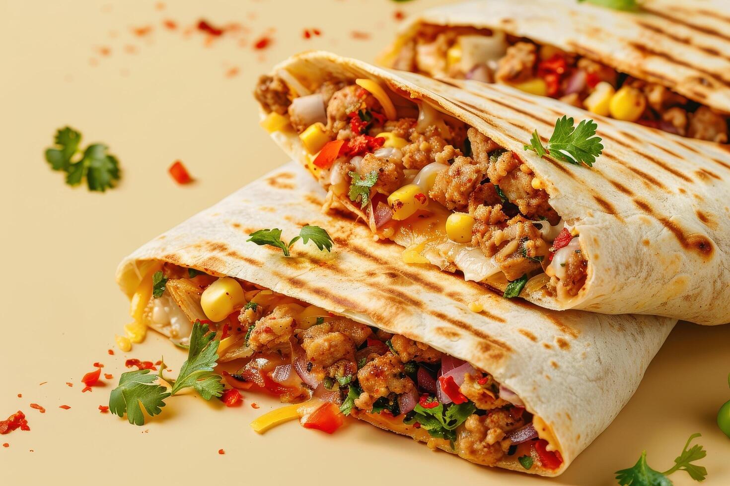 Grilled Quesadillas with Ground Meat, Corn, and Red Peppers photo