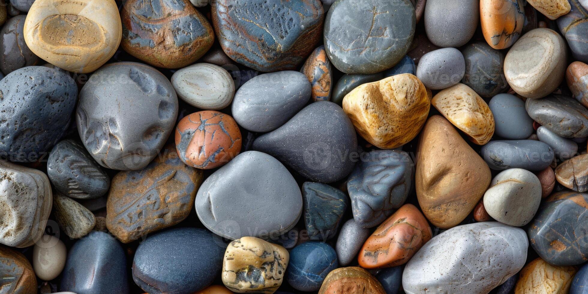 Texture of smooth pebbles on a beach photo