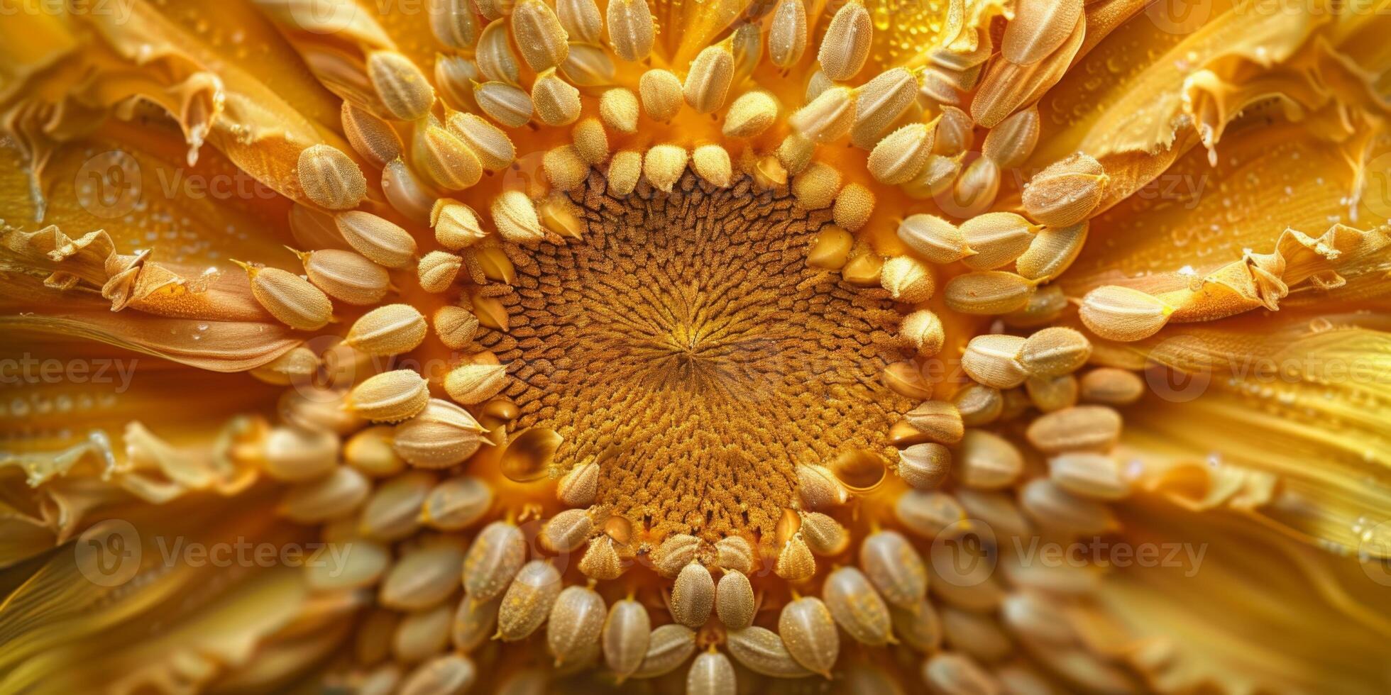Symmetrical pattern of sunflower seeds in a sunflower head photo