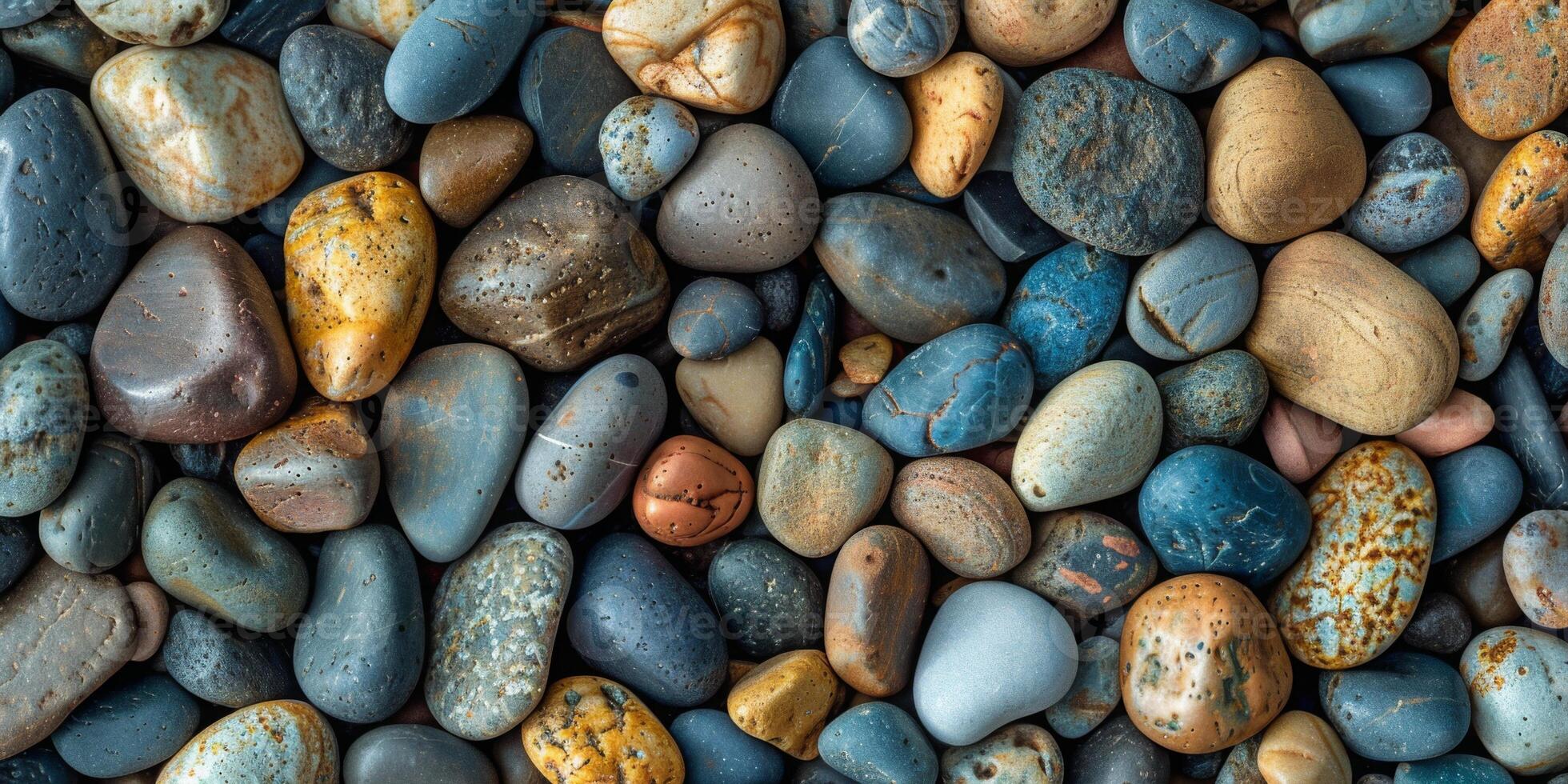 Texture of smooth pebbles on a beach photo