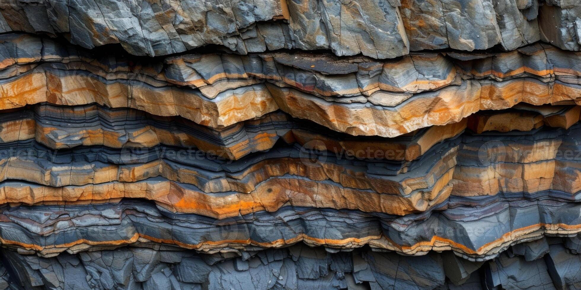 Patterns in a rock face showing geological layers photo
