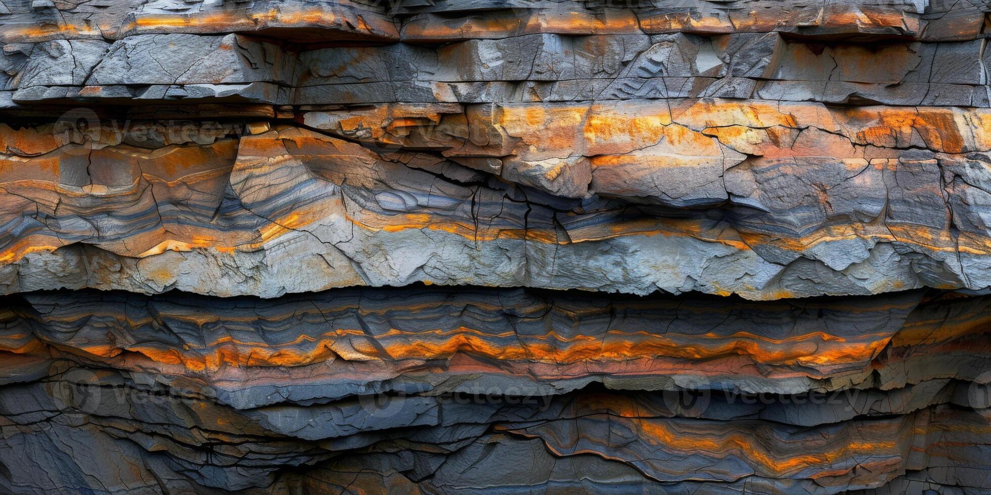 Patterns in a rock face showing geological layers photo
