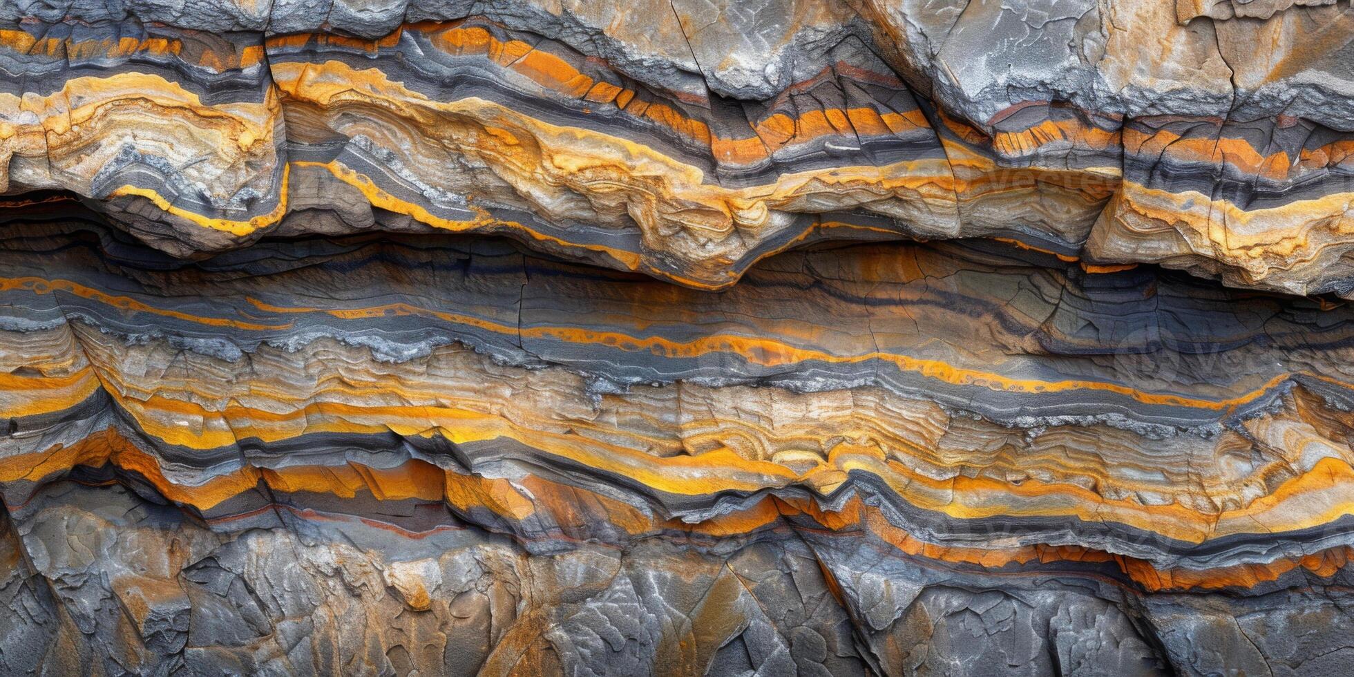 Patterns in a rock face showing geological layers photo