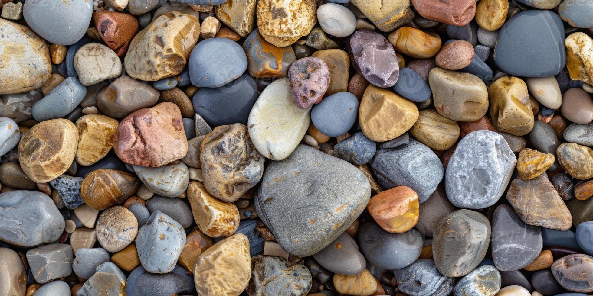 Texture of smooth pebbles on a beach photo
