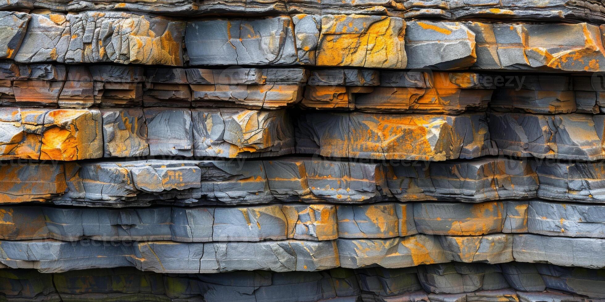 Patterns in a rock face showing geological layers photo