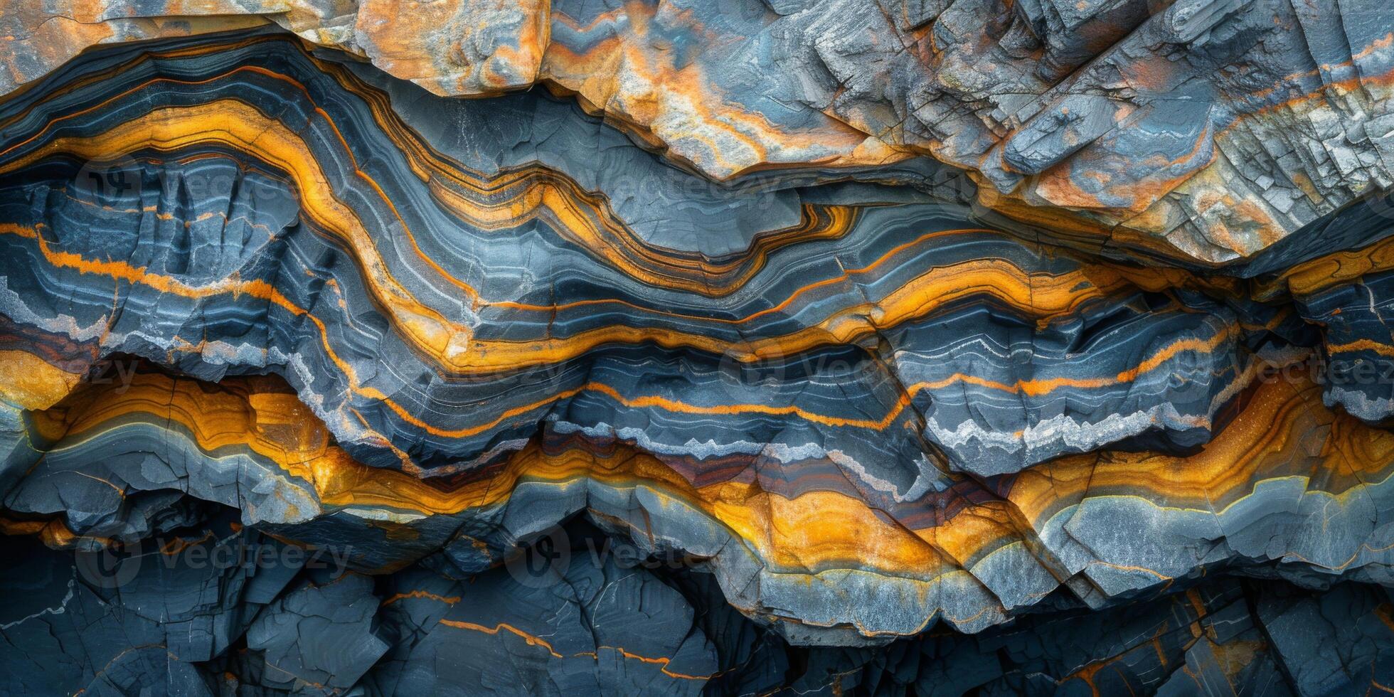 Patterns in a rock face showing geological layers photo
