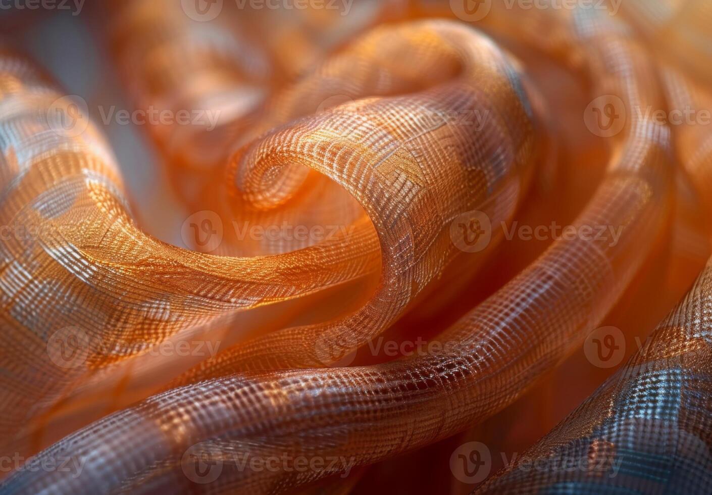 Extreme close-up macro photography of the intricate weave pattern of a piece of silk fabric photo