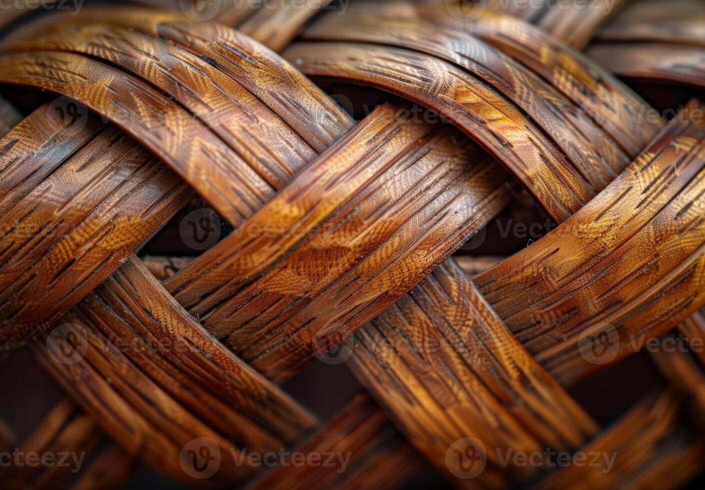 Extreme close-up macro photography of the woven pattern of a wicker basket photo