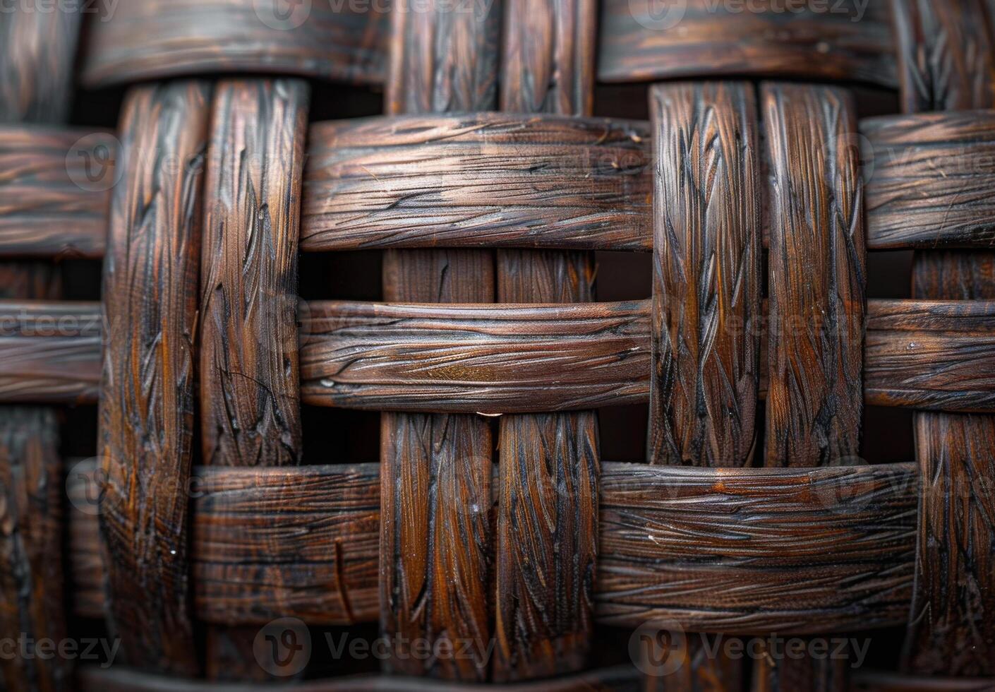 Extreme close-up macro photography of the woven pattern of a wicker basket photo