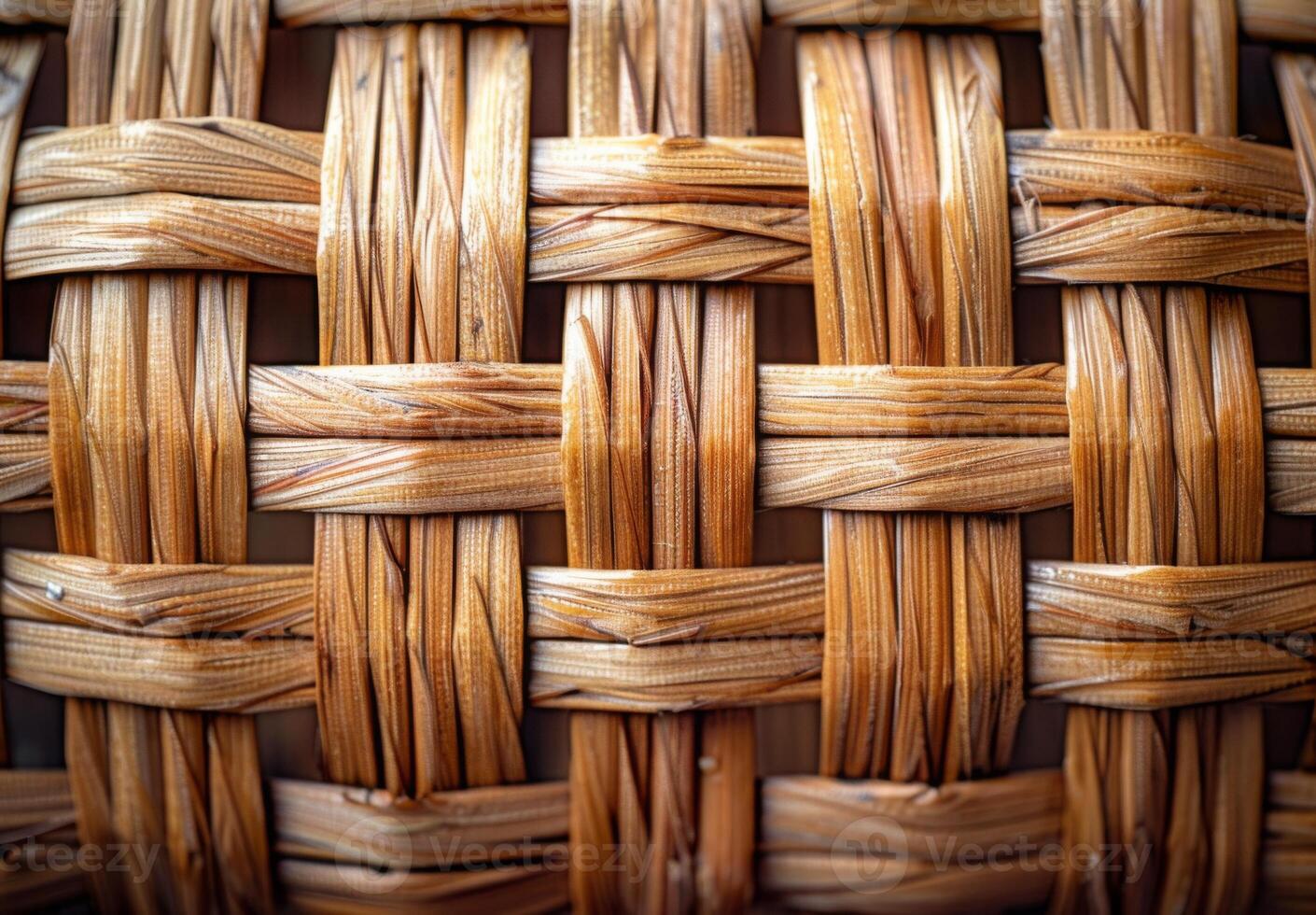 Extreme close-up macro photography of the woven pattern of a wicker basket photo