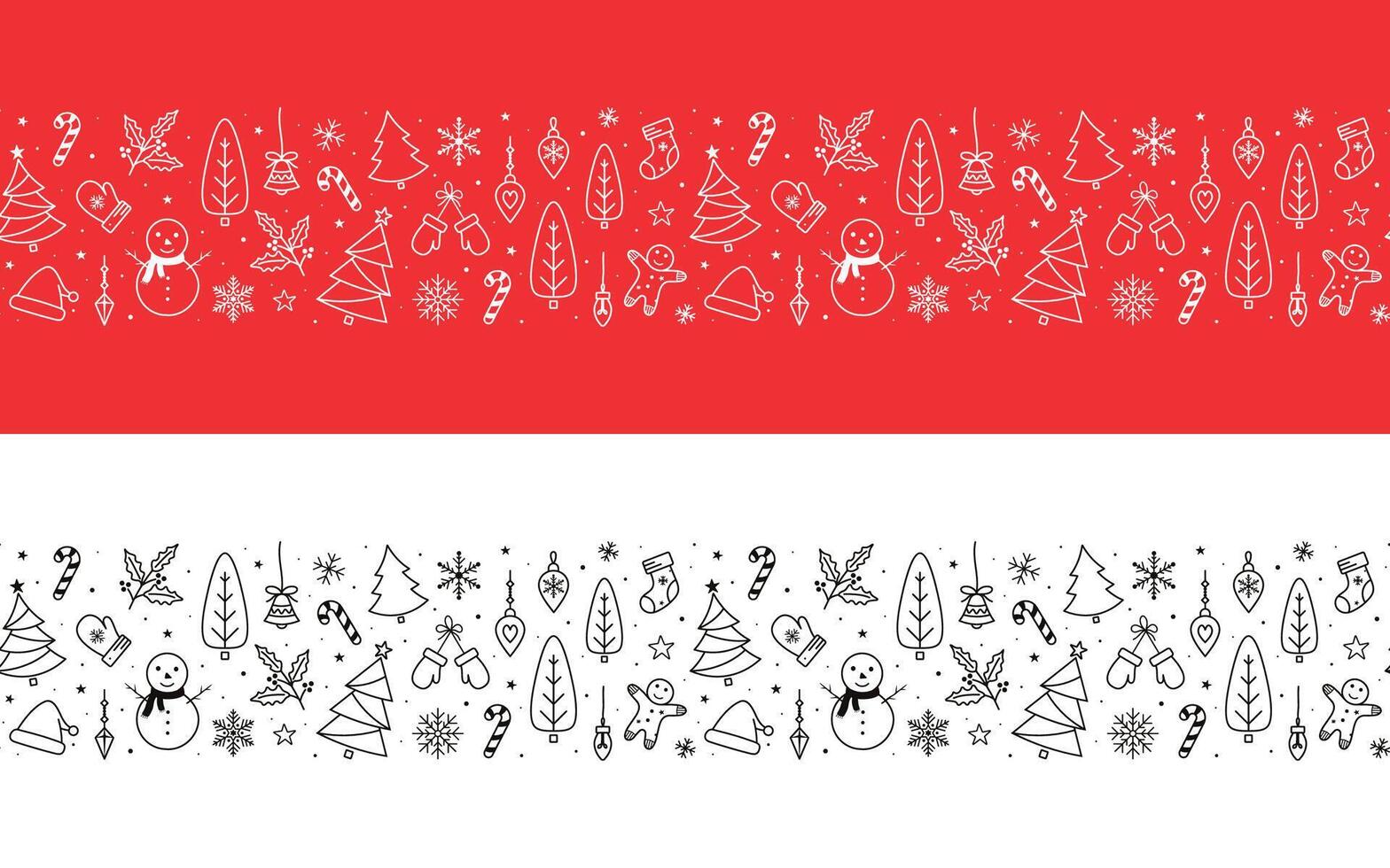 Christmas horizontal seamless pattern, hand drawn, elegant and detailed, great for christmas textiles. Festive pattern for greeting cards vector