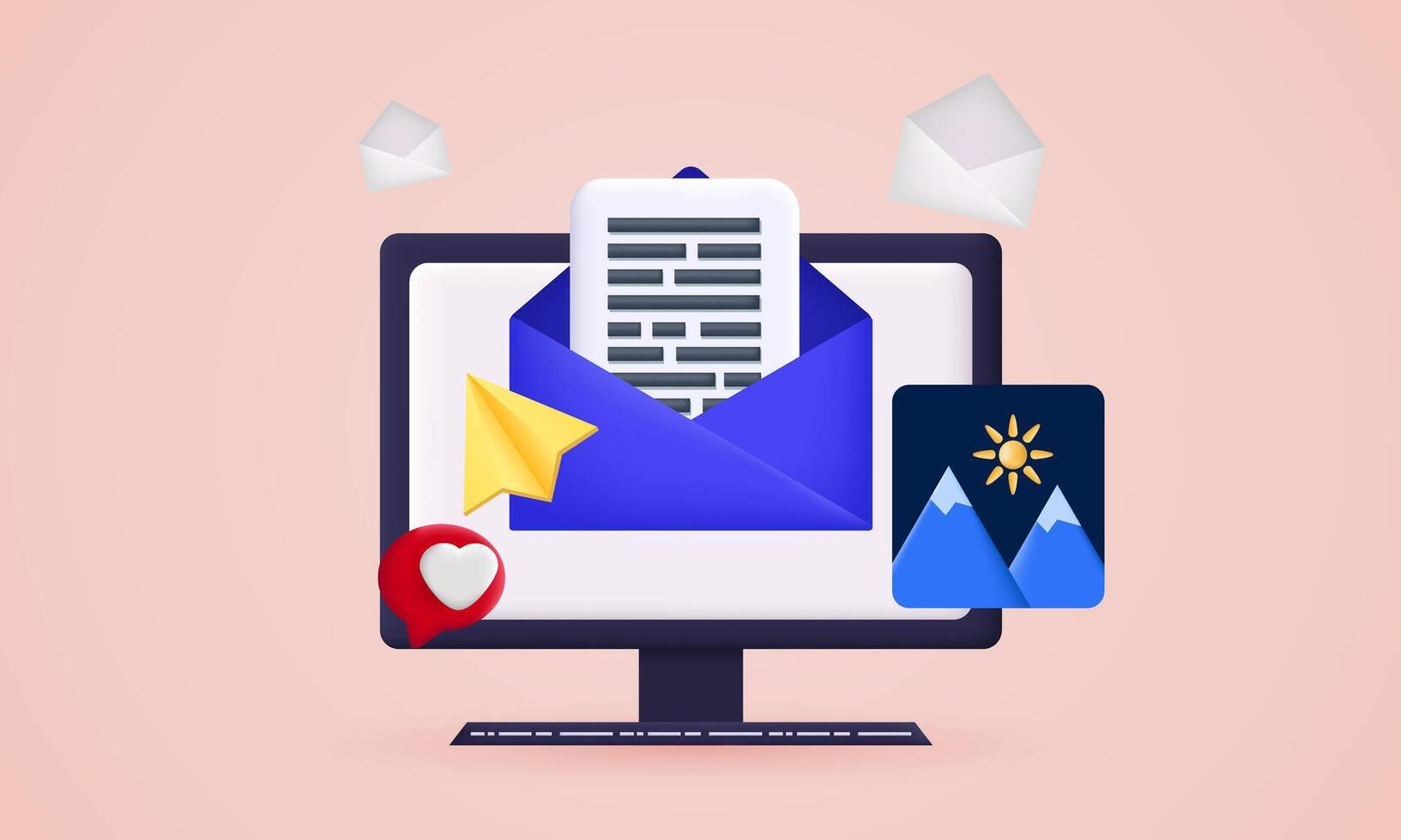 3d subscribe newsletter illustration online marketing new idea concept design vector