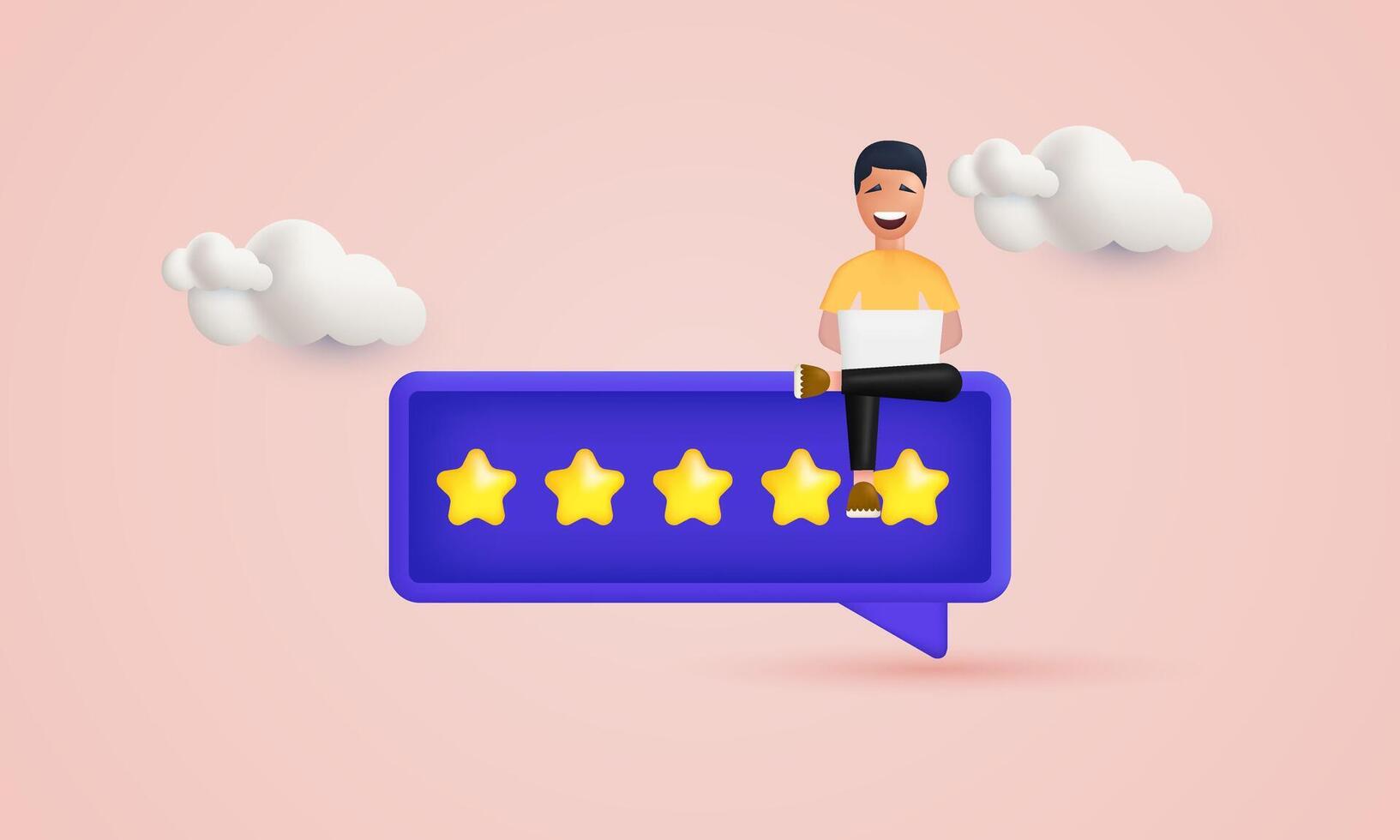 3d icon realistic people characters giving five star feedback new concept design vector