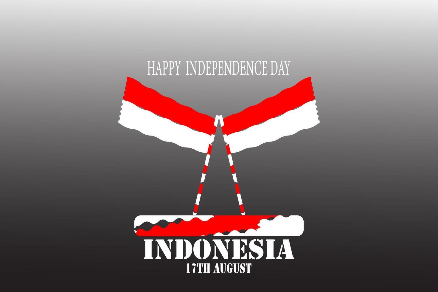 The Indonesian National Flag, Red and White, flying with a red and white stick vector