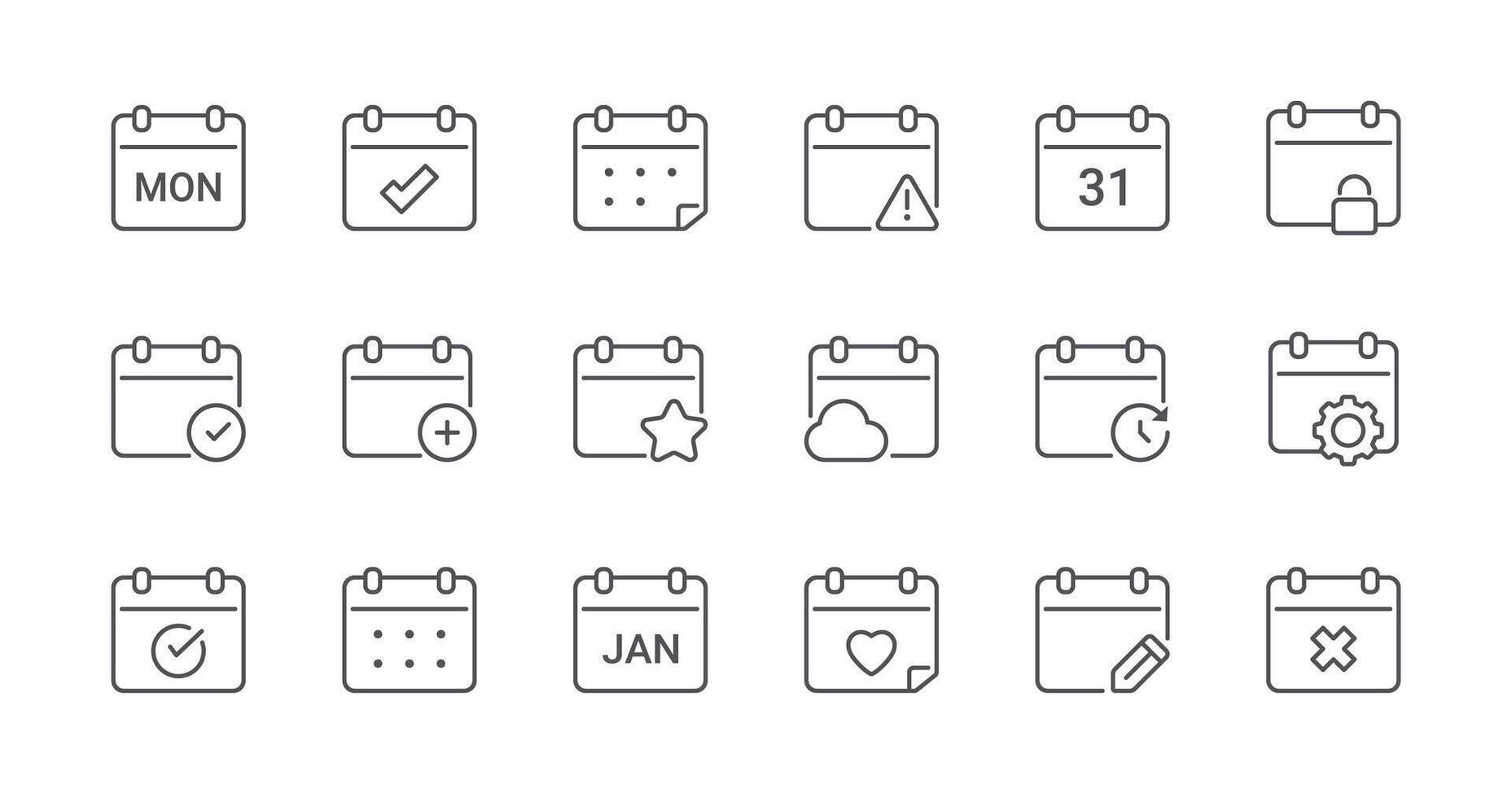 Calendar Line Icon Set vector