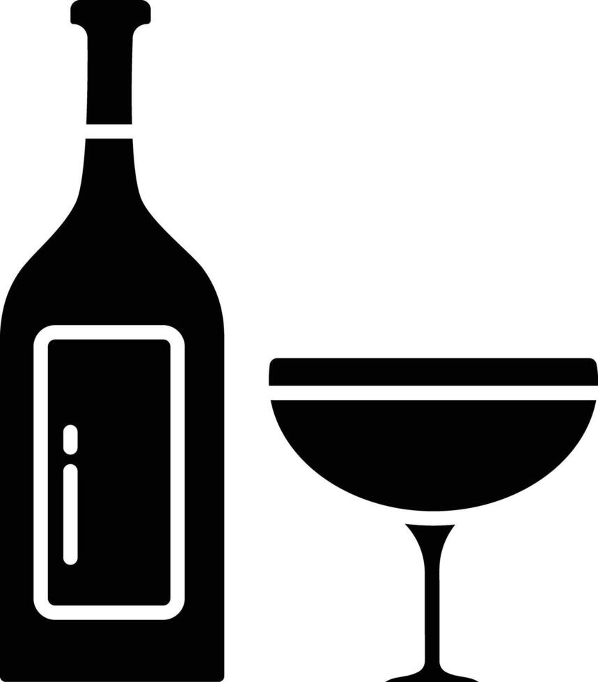 Liquor Glass and Bottle solid glyph illustration vector