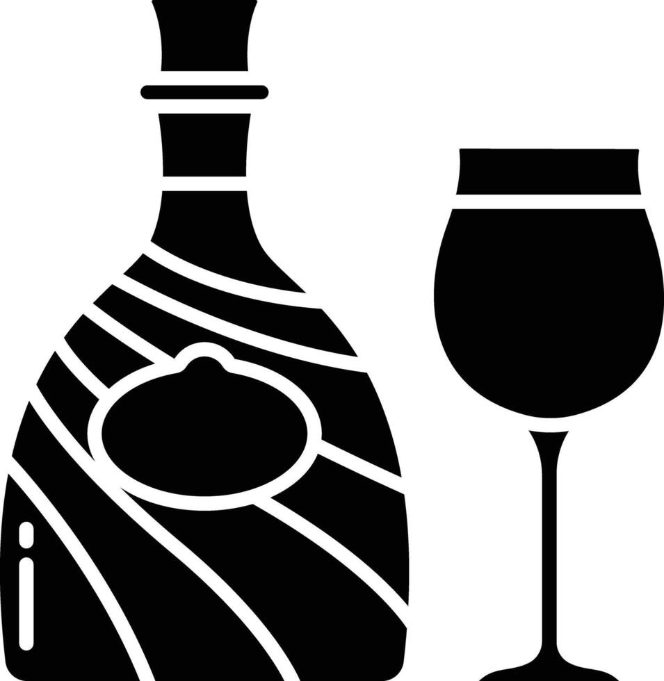 liqueur Glass and Bottle solid glyph illustration vector