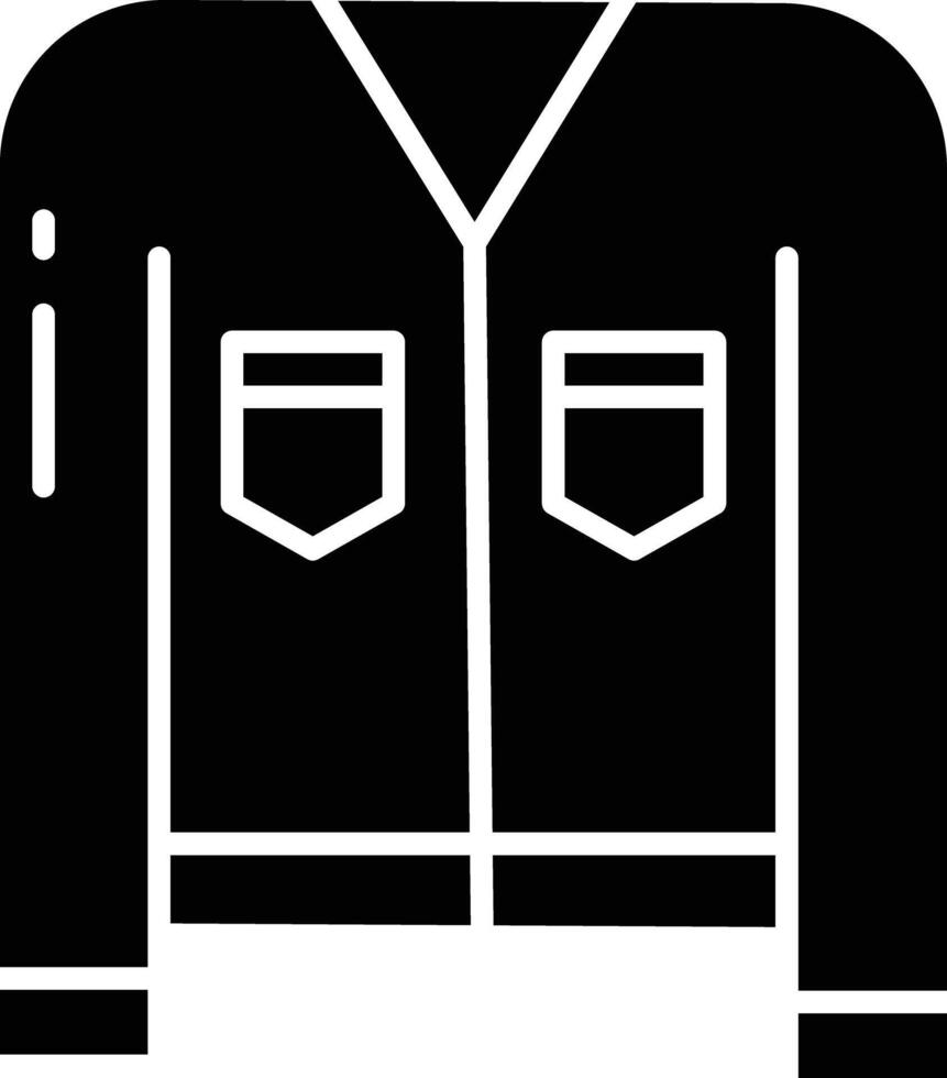 Cardigan top solid glyph illustration vector