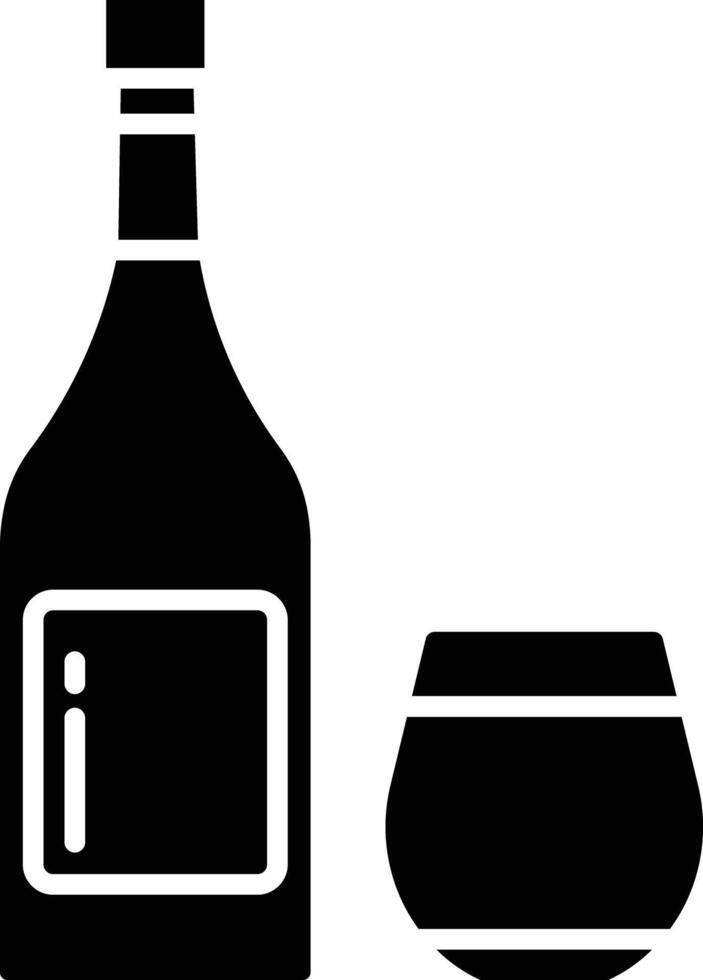 Brandy Glass and Bottle solid glyph illustration vector