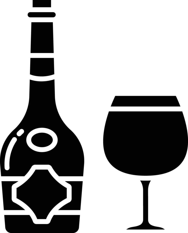 Brandy Glass and Bottle solid glyph illustration vector