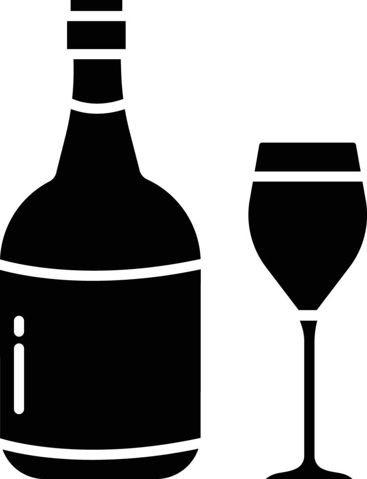 Liquor Glass and Bottle solid glyph illustration vector