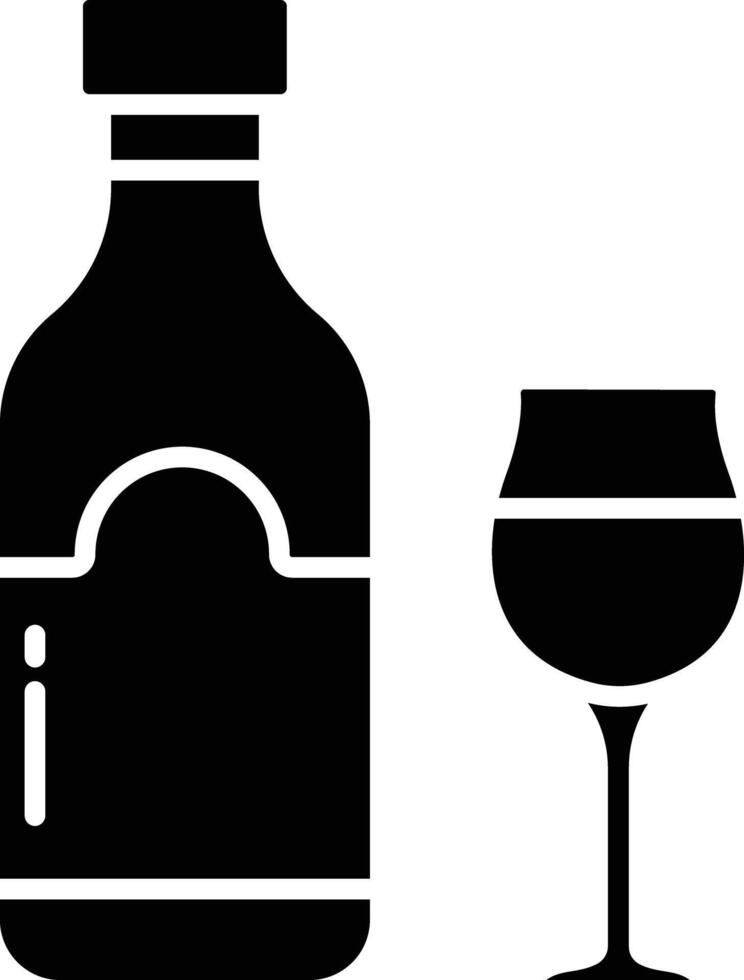 Rum Glass and Bottle solid glyph illustration vector