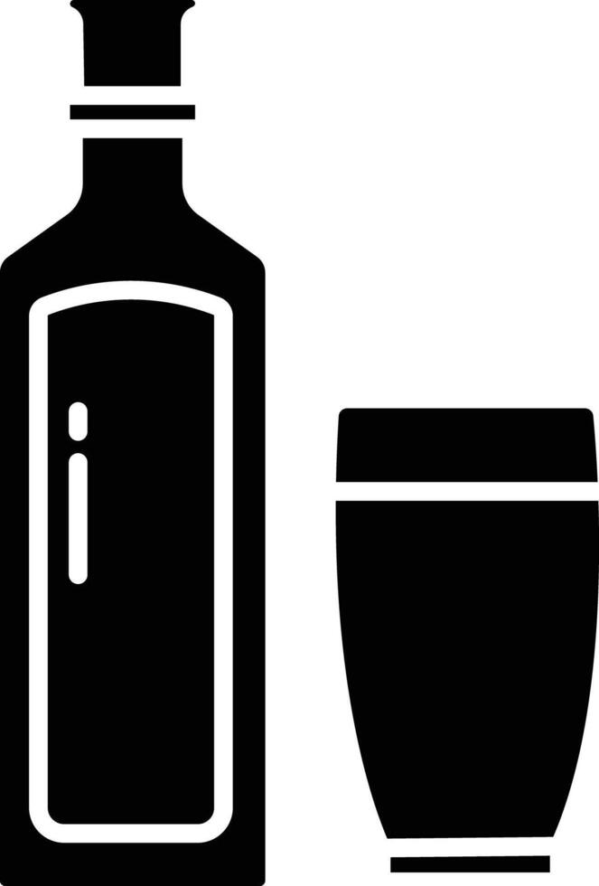 Gin Glass and Bottle solid glyph illustration vector