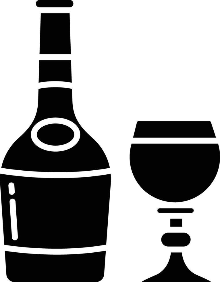 Cognac Glass and Bottle solid glyph illustration vector