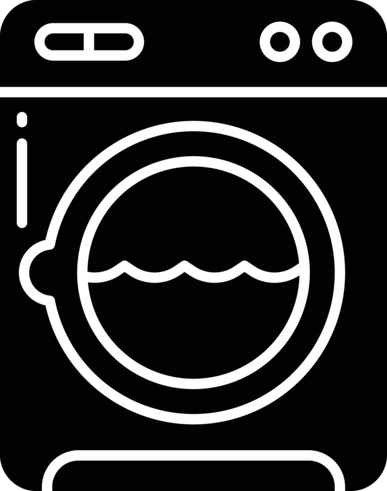 Washing machine solid glyph illustrations vector