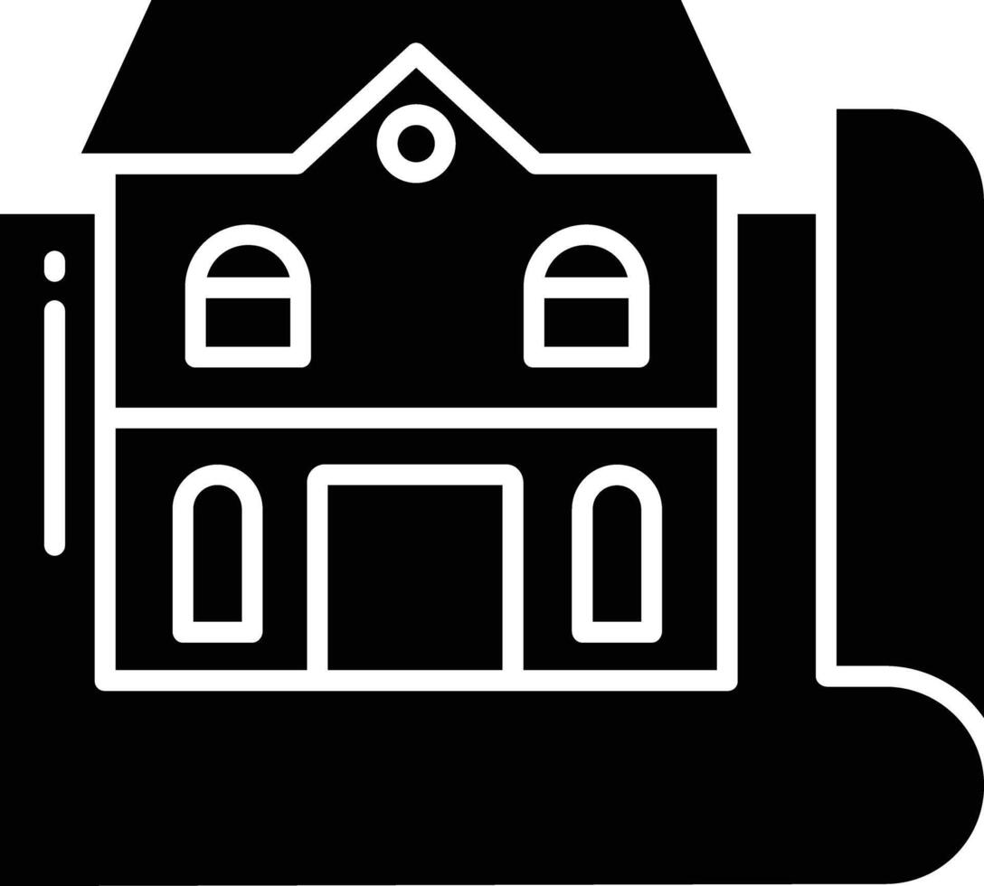 Plan document solid glyph illustration vector