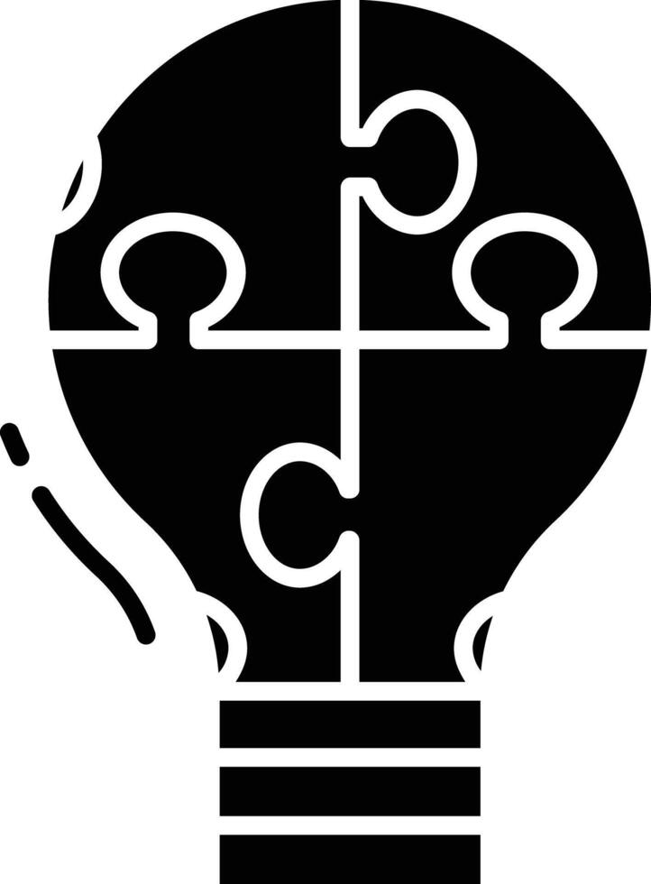 puzzle bulb solid glyph illustration vector
