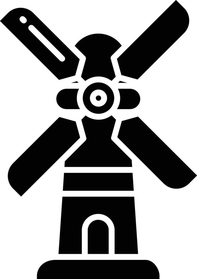 Windmill solid glyph illustration vector