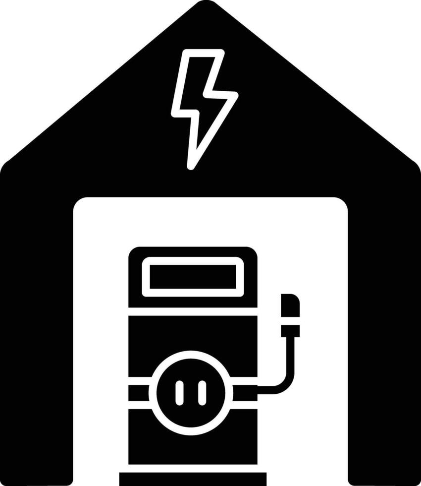 EV Station solid glyph illustration vector