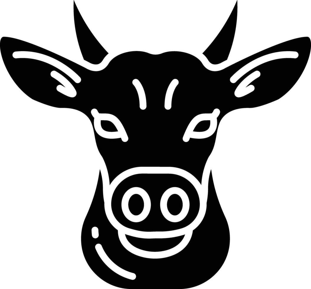 Cow solid glyph illustration vector