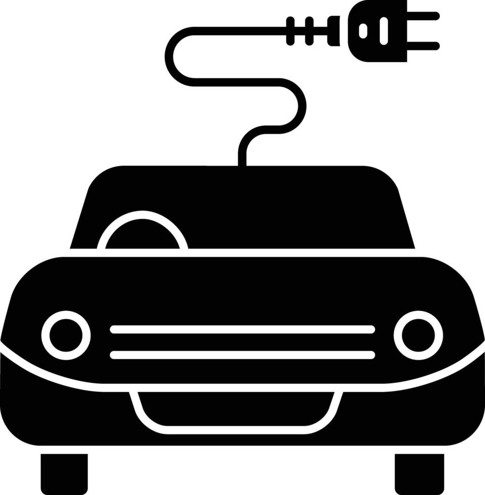EV car plug solid glyph illustration vector