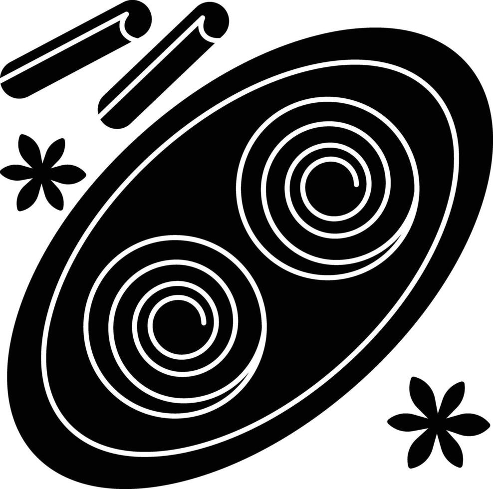 Cinnamon roll solid glyph illustration vector