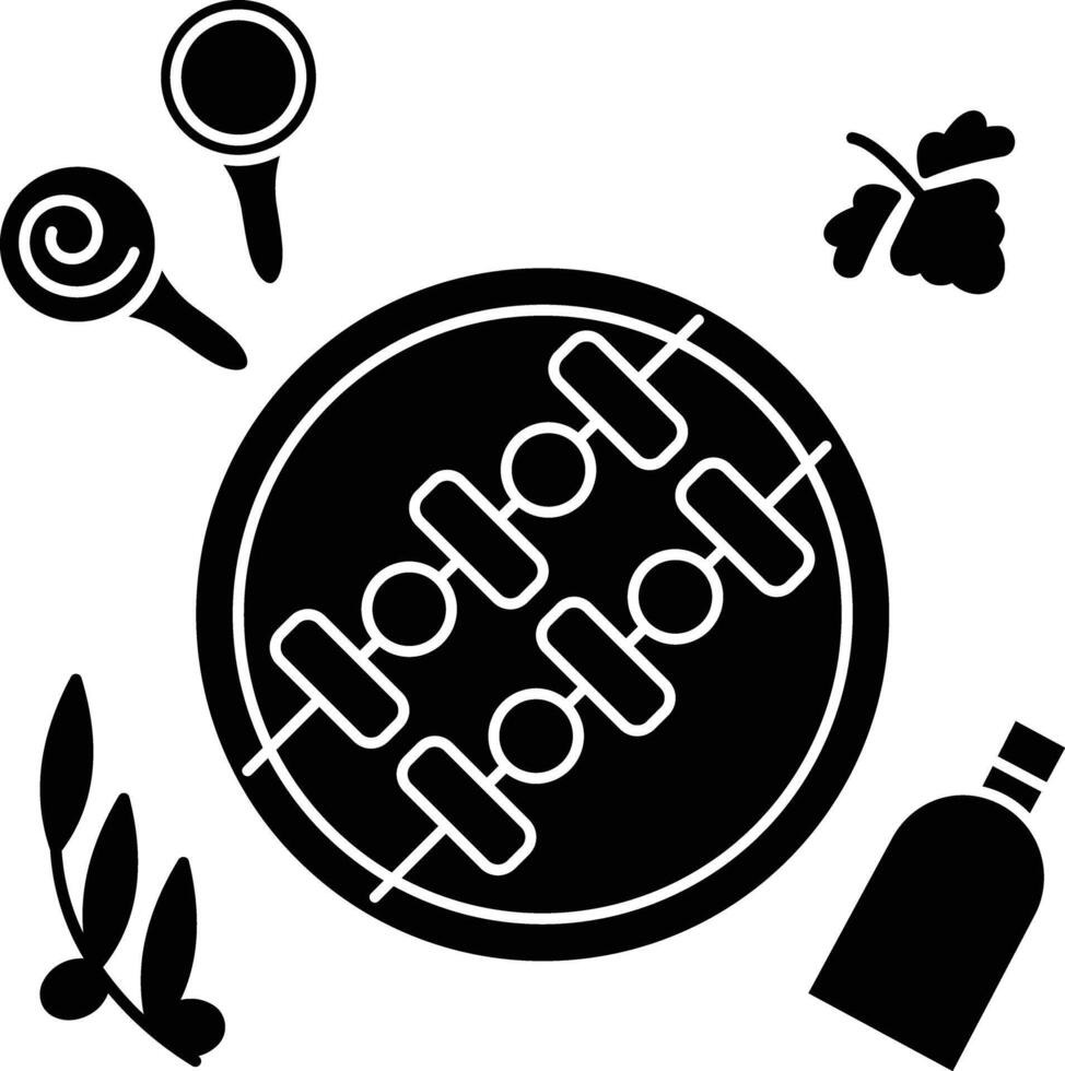 Chicken shish kebab solid glyph illustration vector