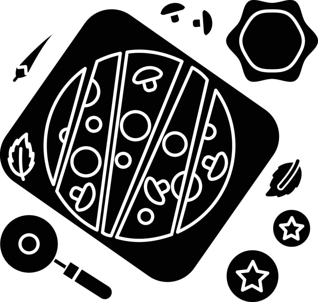 Tomato Focaccia solid glyph illustration vector
