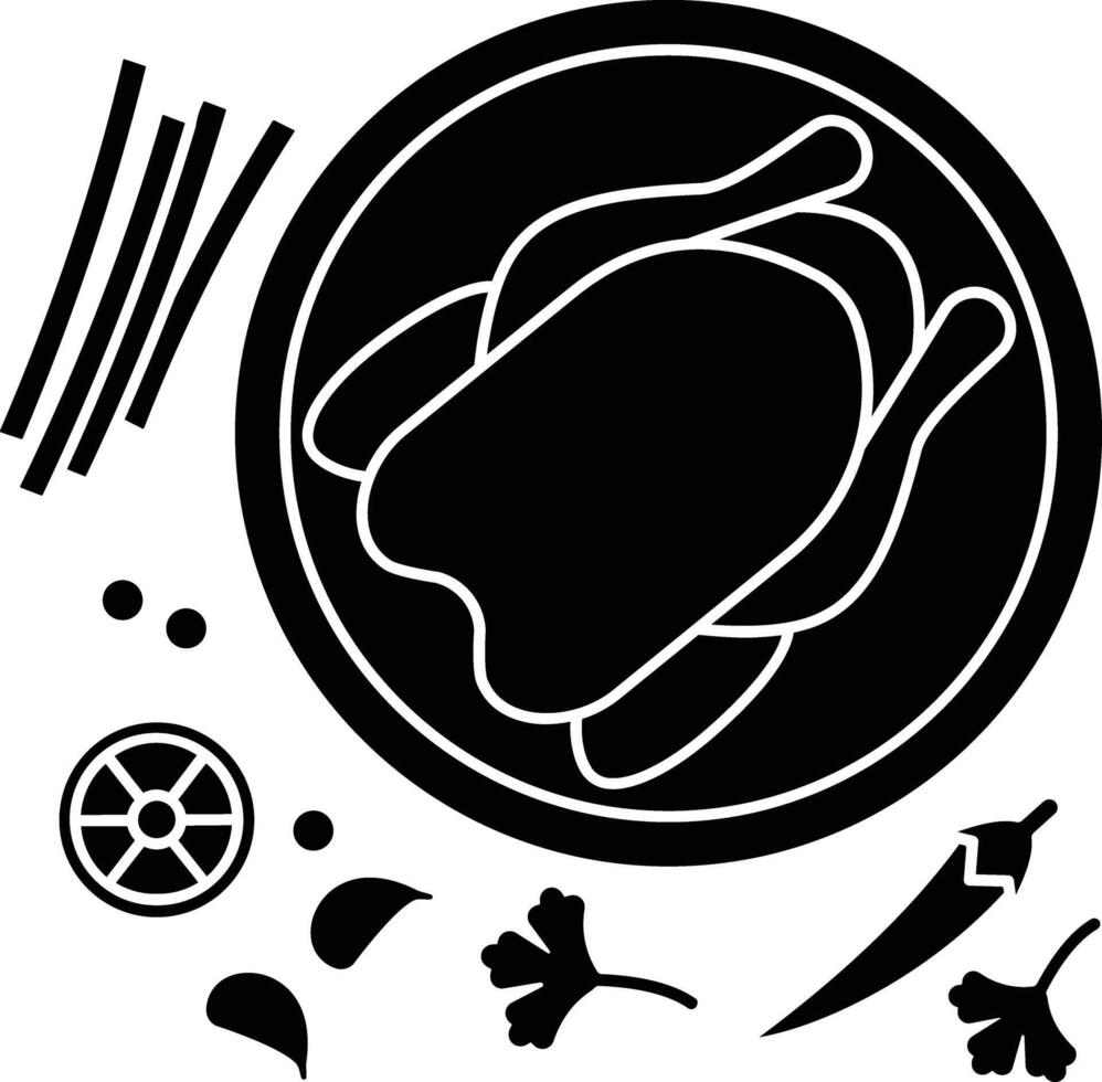 Herb Baked Chicken solid glyph illustration vector