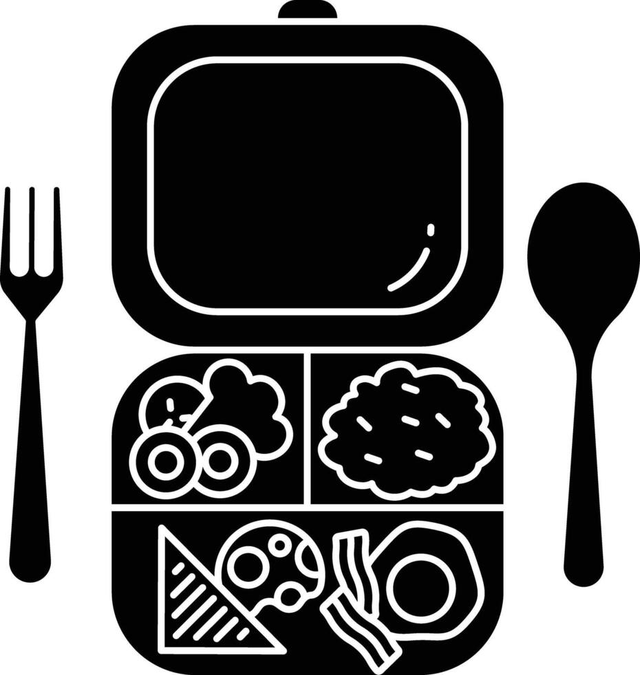 Lunch box solid glyph illustration vector
