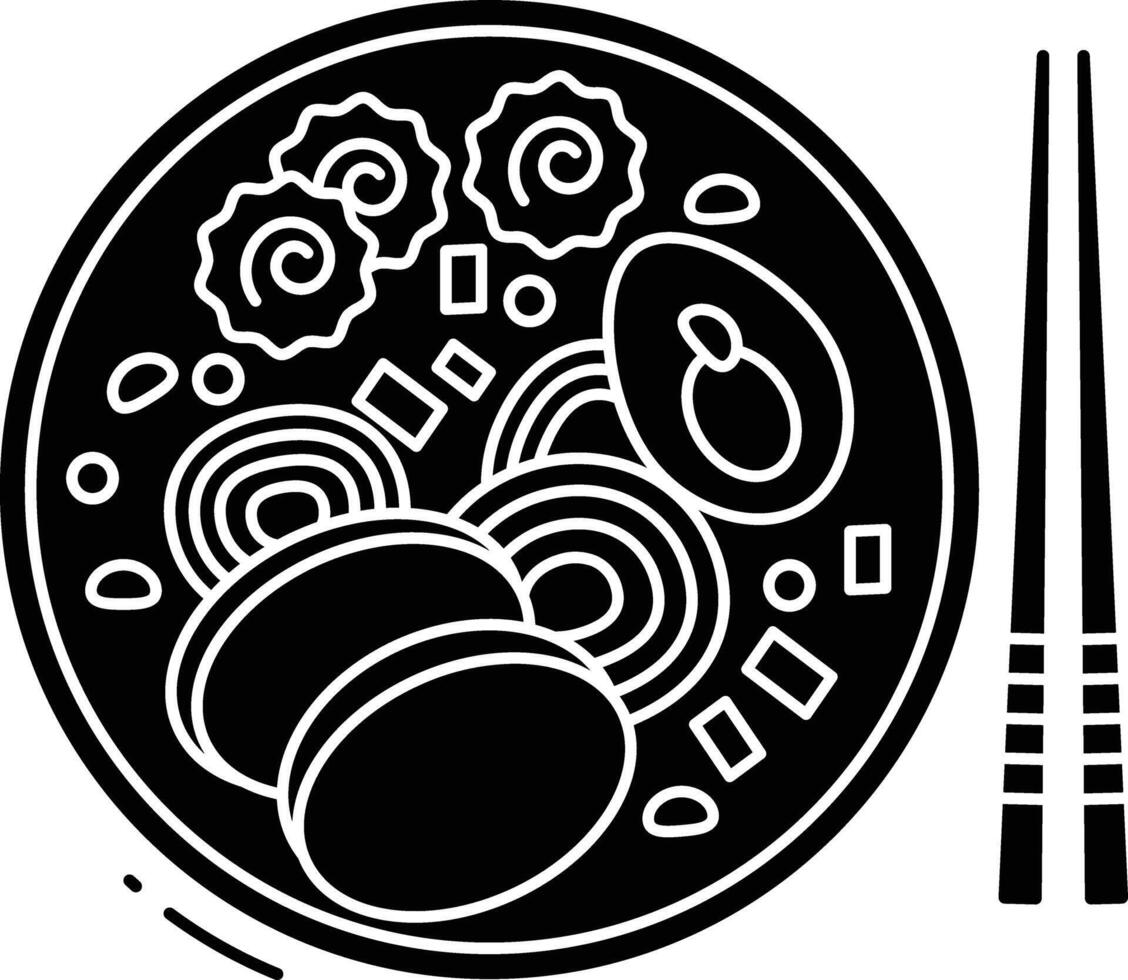 Ramen soup solid glyph illustration vector