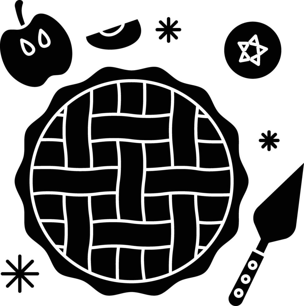 Apple pie solid glyph illustration vector