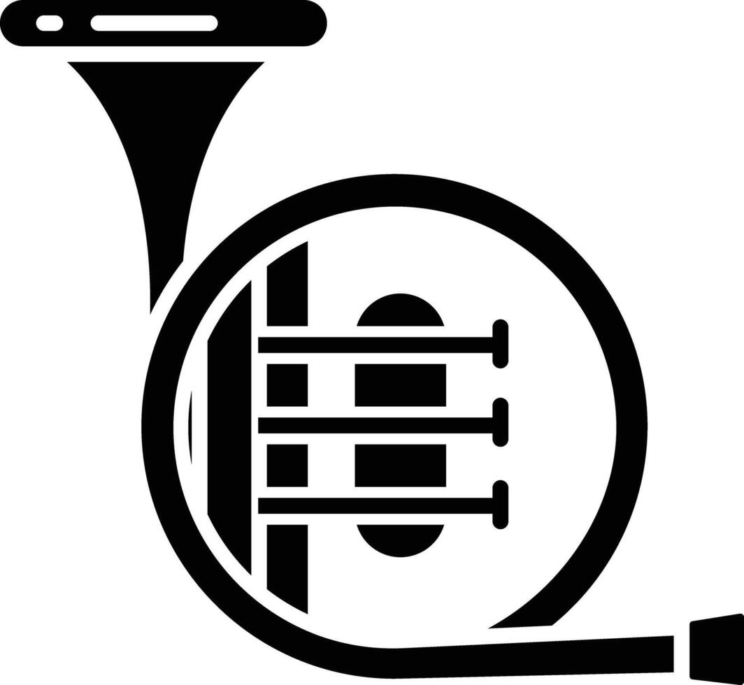 French horn solid glyph illustration vector