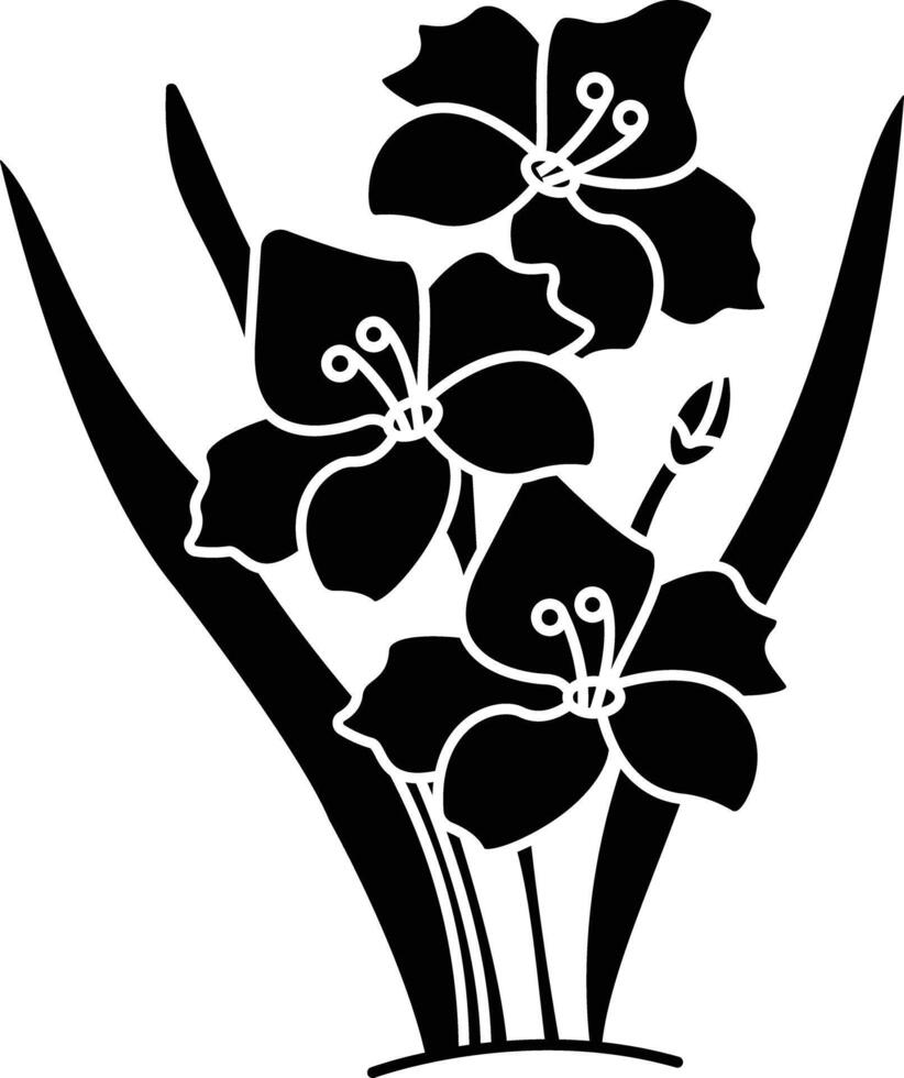 gladiolus flower solid glyph illustration vector