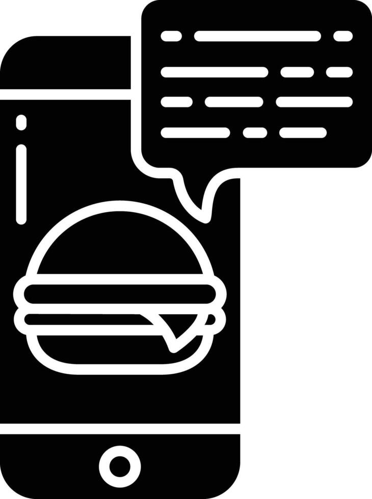 Burger mobile order solid glyph illustration vector