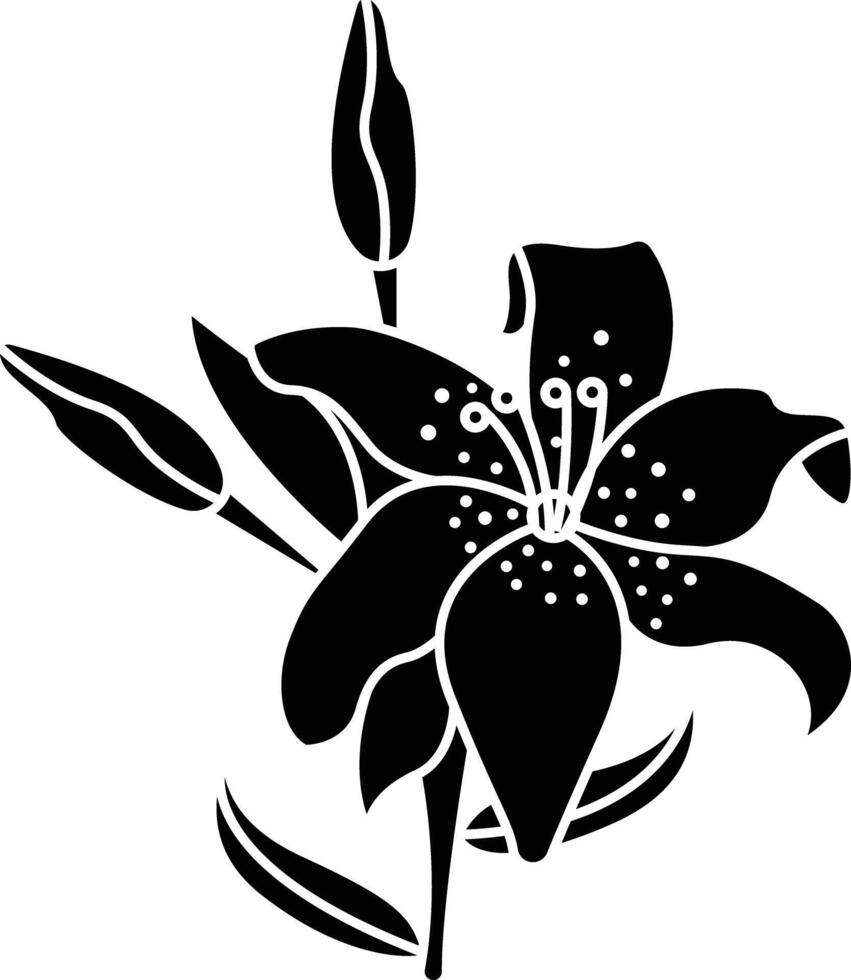 tiger lily flower solid glyph illustration vector