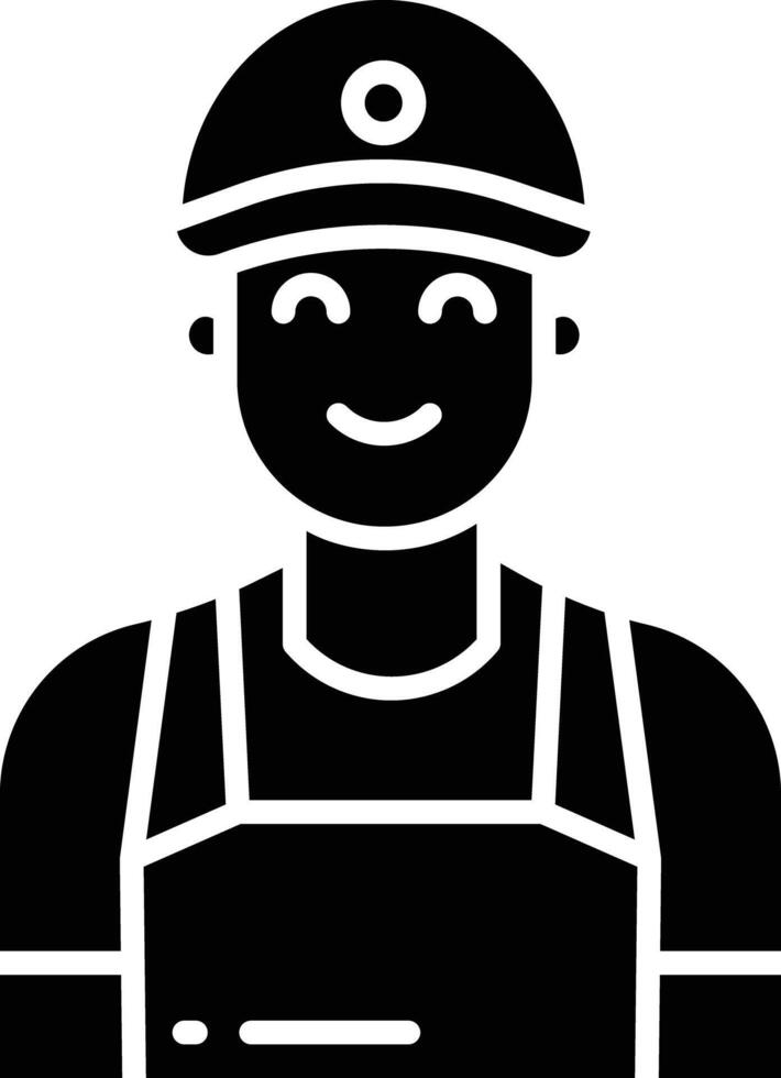 Waiter Man solid glyph illustration vector